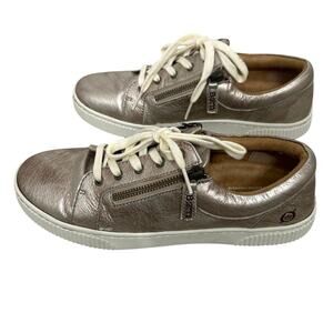 Born Paloma Light Gold Metallic Leather Sneakers 9M Lace Up Zipper Details